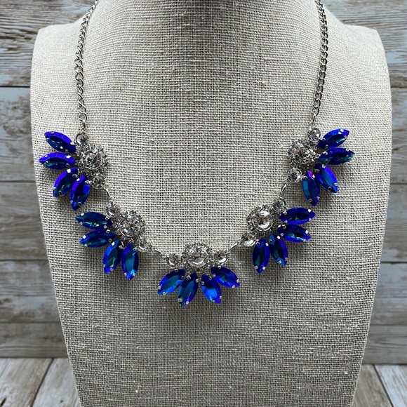 Jewelry - Final Cut! Statement Necklace with Blue & Clear Rhinestones